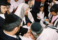 Rabbi Yitzchak Selmar, Mohel with the Byaleh Rebbe at the Fenster baby Bris